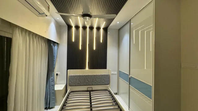 Bedroom with LED feature wall