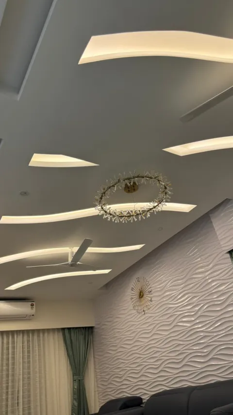 Curved false ceiling with wave wall panel
