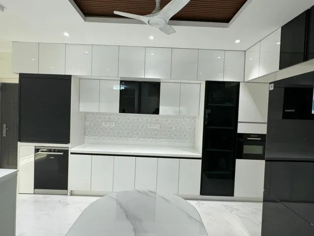 Black and white modular kitchen